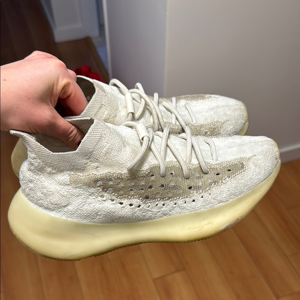 Cream Knit Sneakers